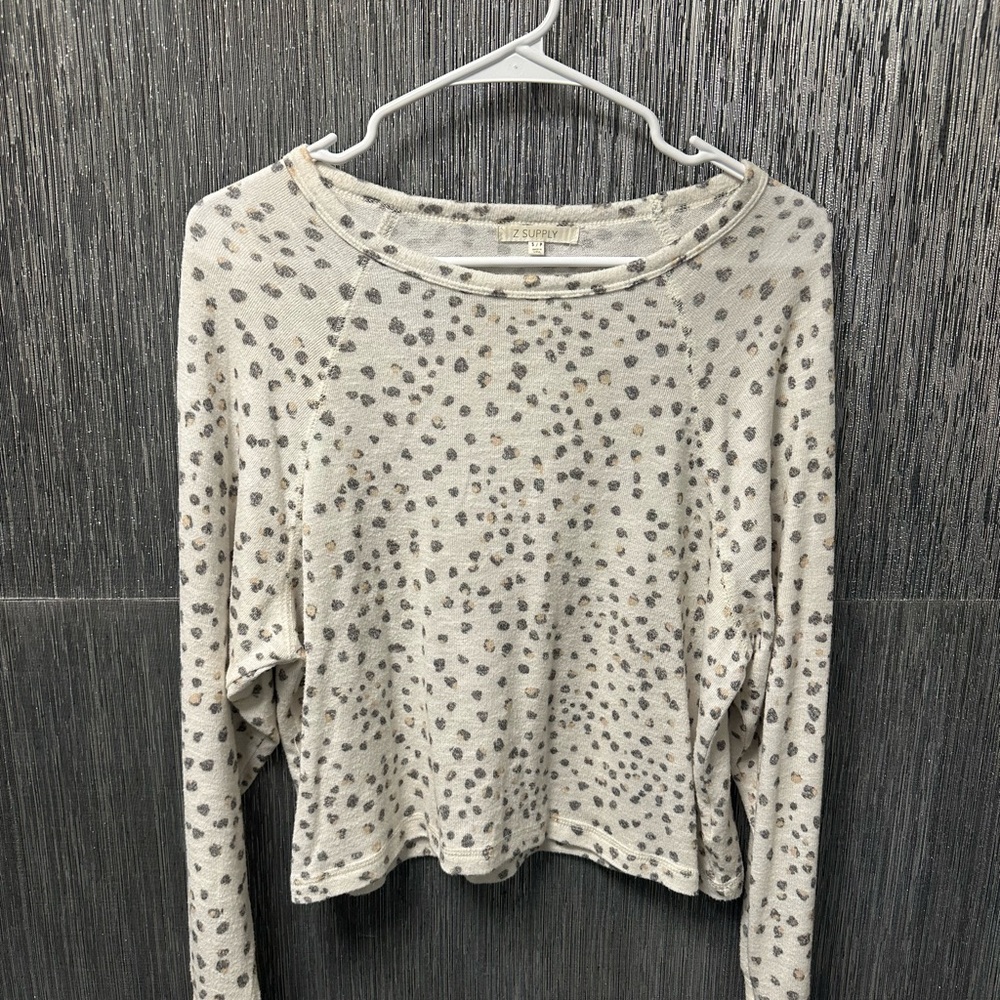 Z Supply Cream and Gray Speckled Women's Sweater